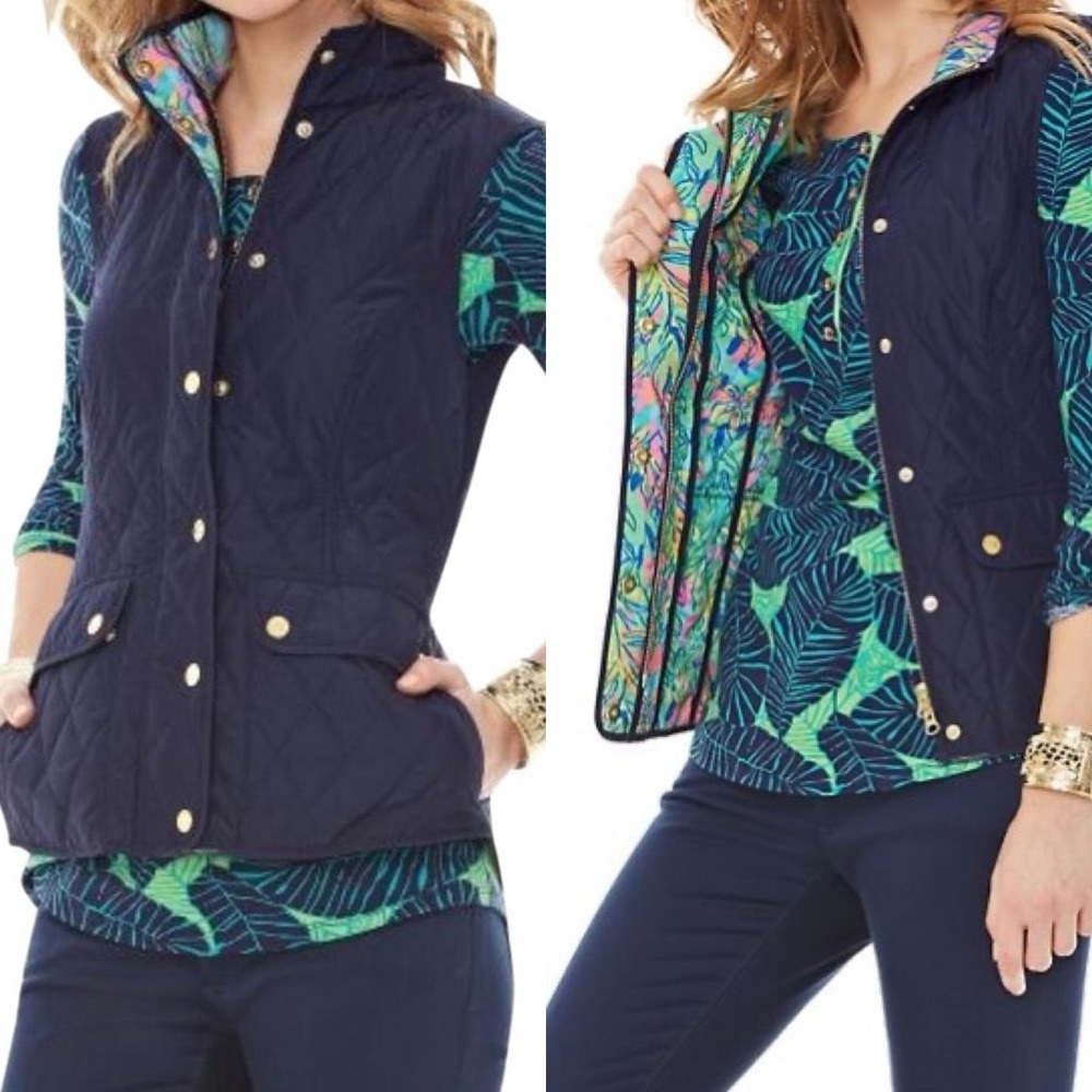 Lily Pulitzer Puffer Navy Spring Vest